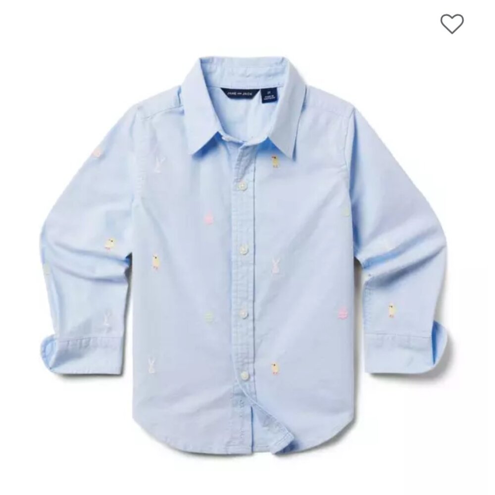 NEW w/ tags- Janie & Jack - The Embroidered Oxford Shirt- Colombo Blue Bunny, 2T